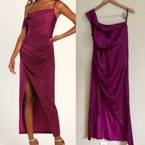 Showing Off a Little Magenta Asymmetrical Tulip Midi Dress